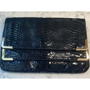 NWOT! Michael Kors Python Leather Clutch Bag w Gold Accents Dual Openings 11"x7"